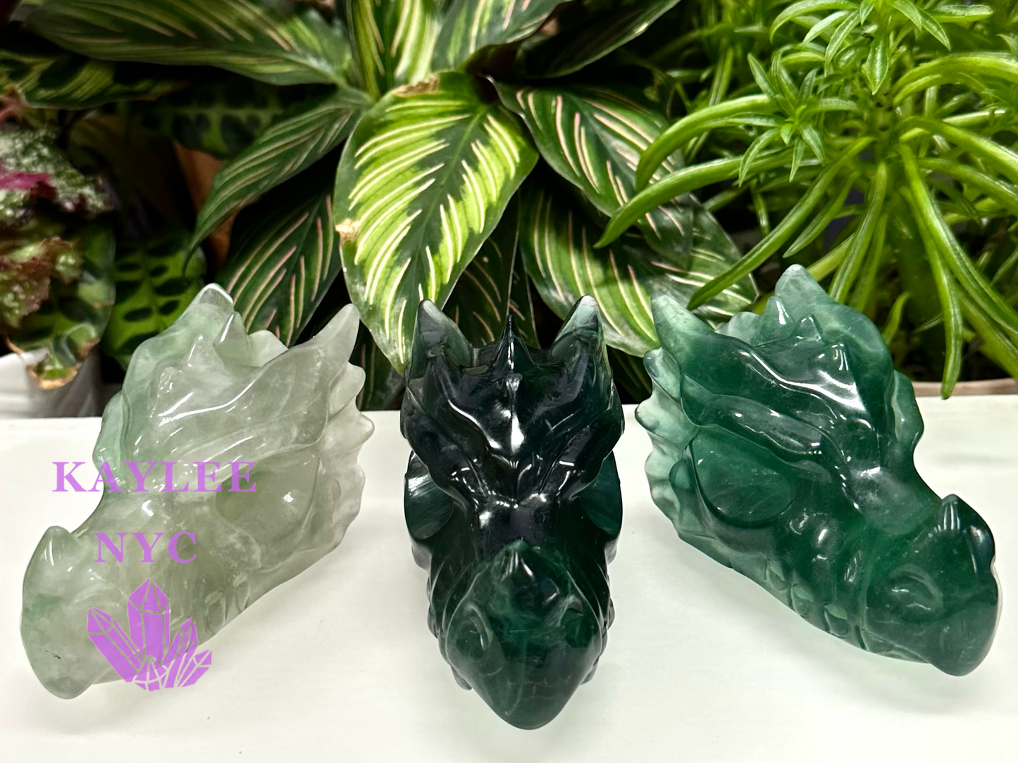 3 PCs Natural Fluorite Dragon Head