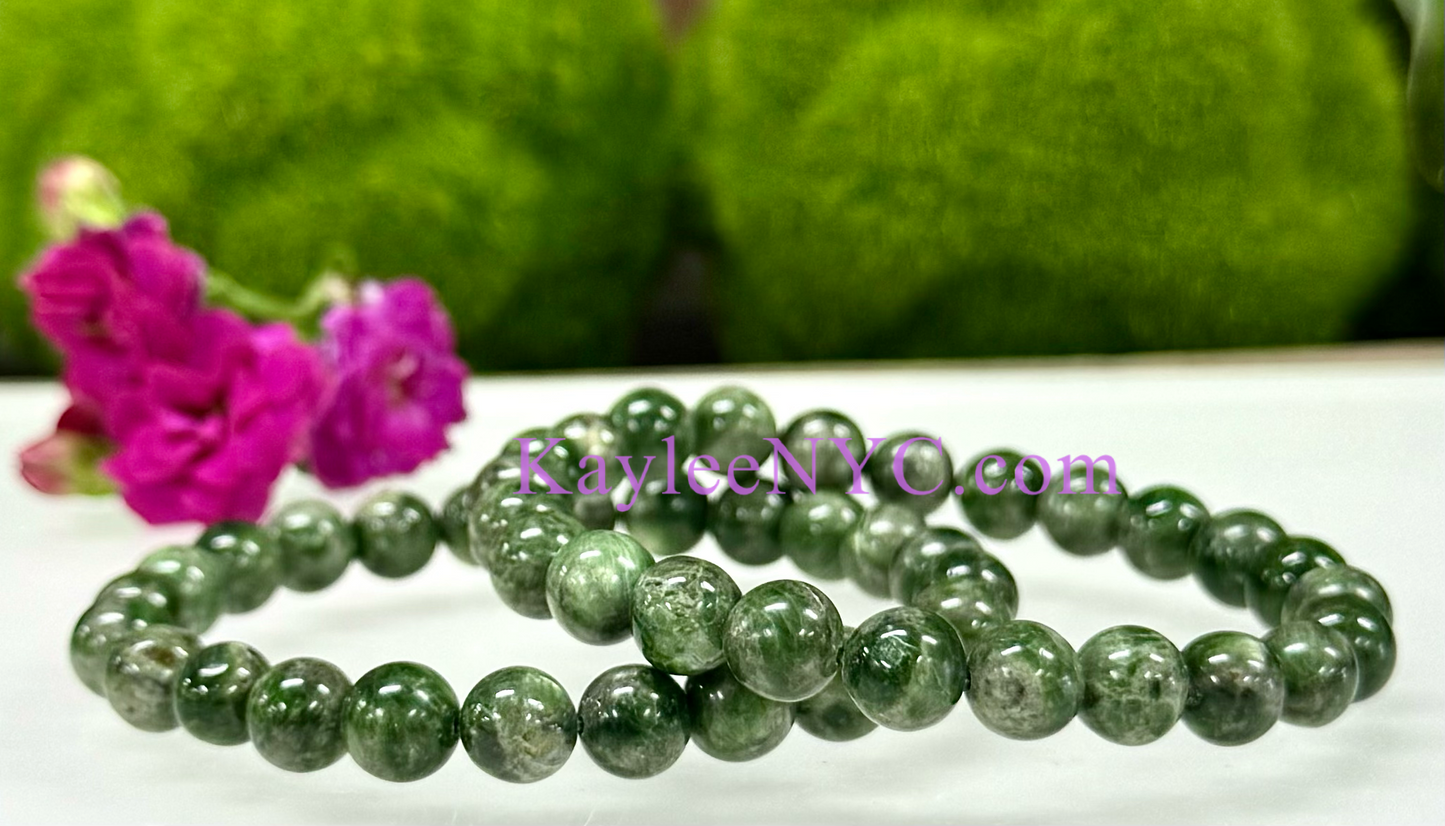 6 PCs 8mm Natural Diopside Stretch Bracelet 7.5”