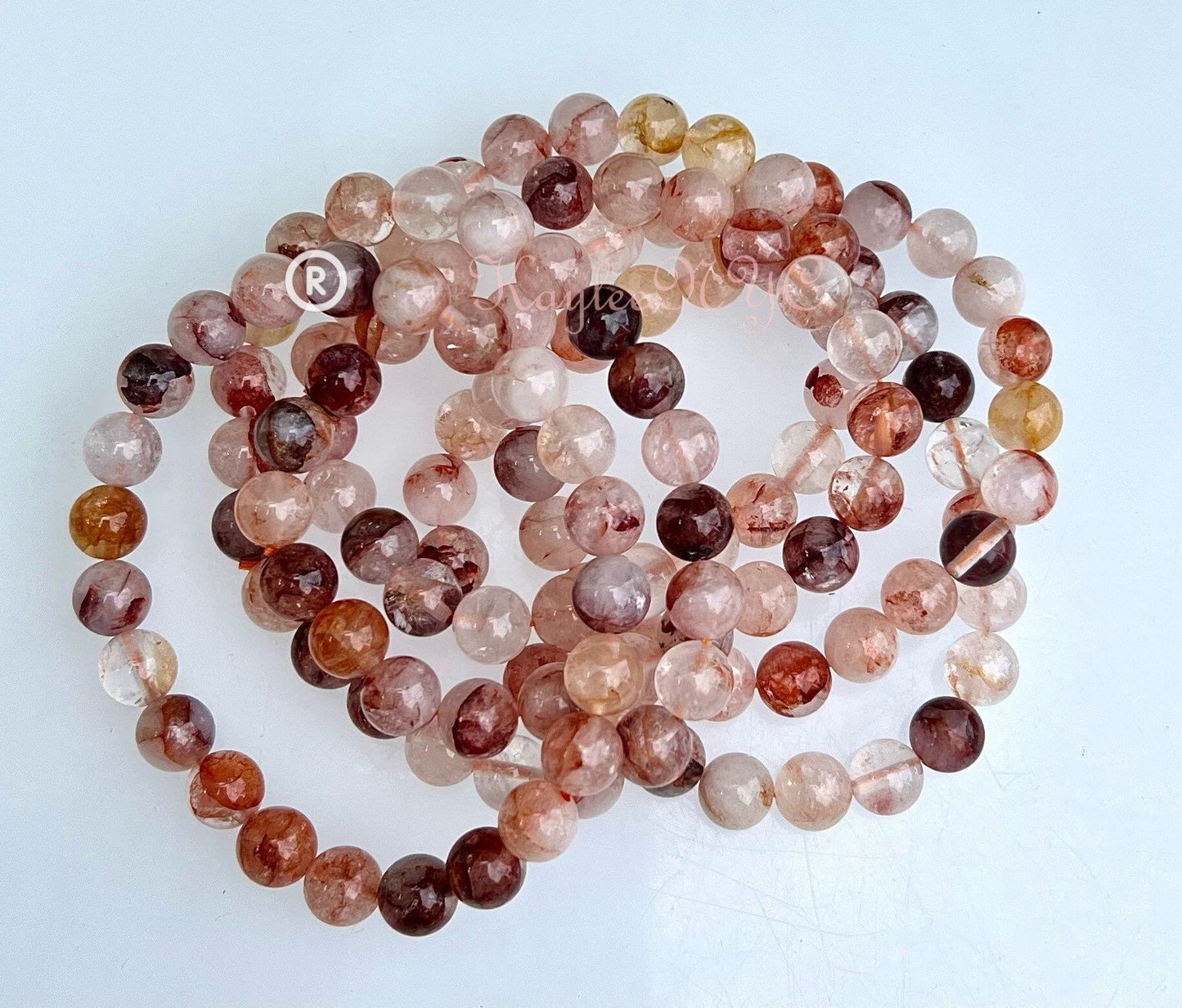 Wholesale 6 Pcs Natural Hematoid 8mm 7.5” Crystal Healing Stretch Bracelet