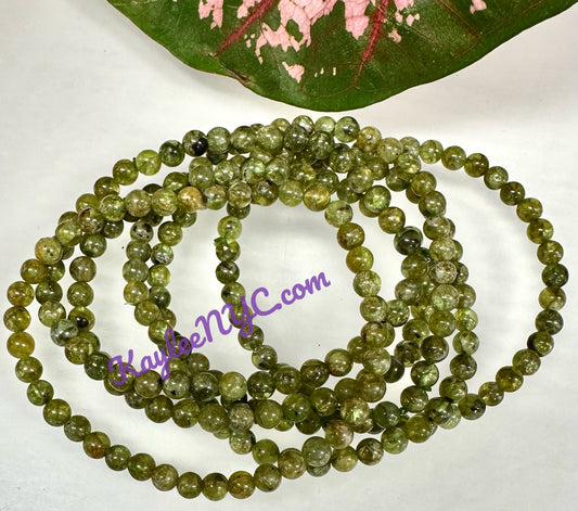 6pcs 4mm Natural Peridot Stretch Bracelet 7.5”
