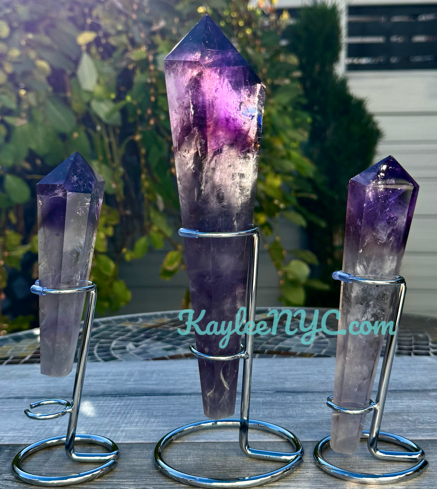 Wholesale Lot 3 pcs Natural Amethyst Septer w stand Crystal Energy