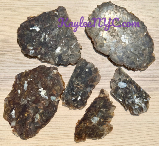 3 PCs Natural Golden Lepidolite Mica Slabs