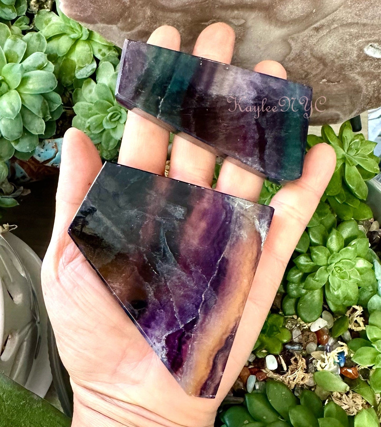 Wholesale Lot 6 pcs Natural Rainbow Fluorite Polished Slab Crystal Nice Quality 1.9-2 lbs