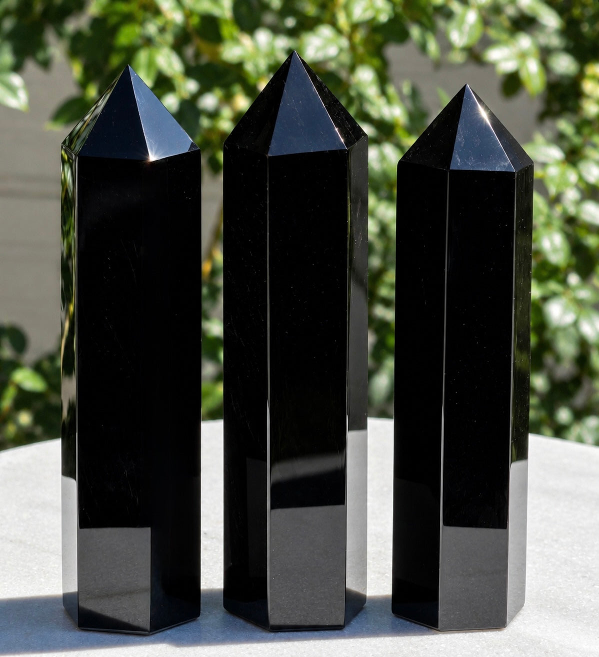 3 PCs large Black Obsidian Obelisk Tower Obelisk 4.4-4.7 lbs