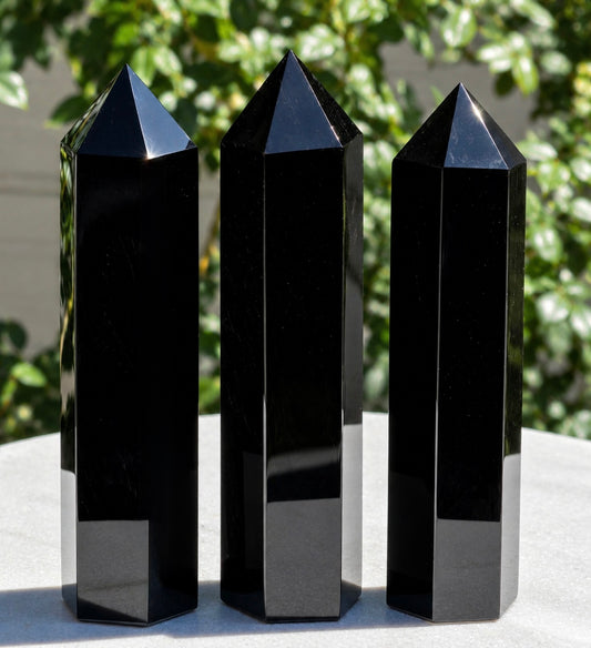 3 PCs large Black Obsidian Obelisk Tower Obelisk 4.4-4.7 lbs