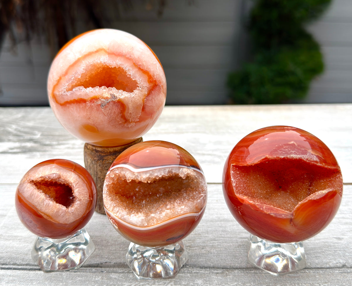 2lbs Natural Druzy Carnelian Sphere Crystal Ball