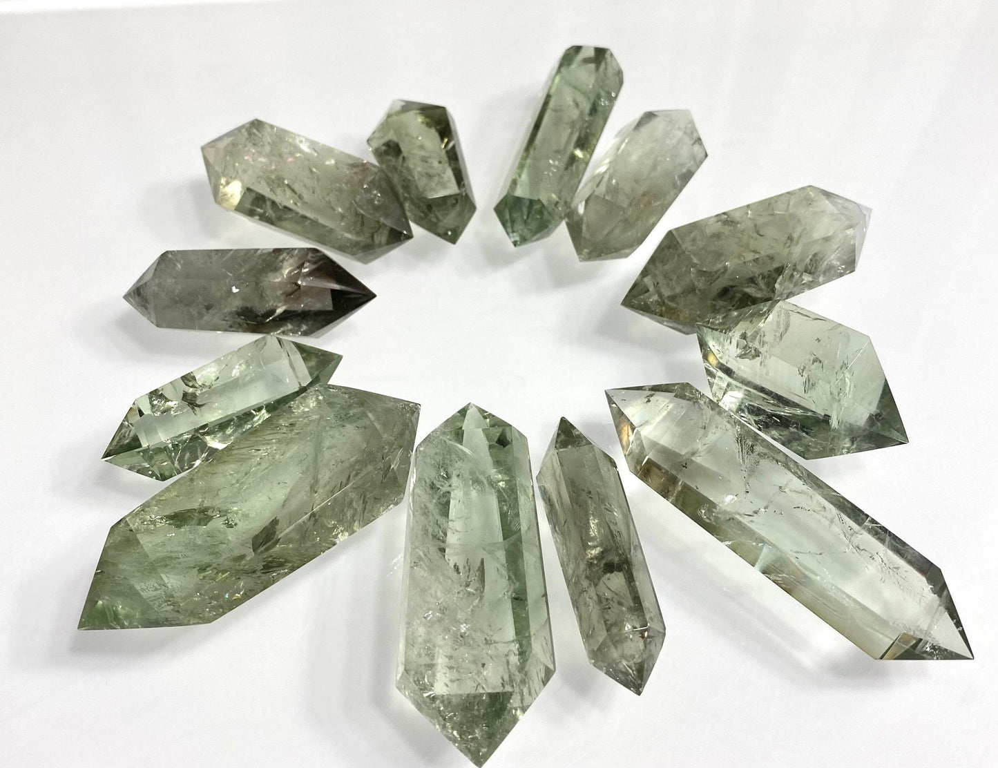 Wholesale Lot 1/2 Lb Prasiolite Green Amethyst Double Terminated Point