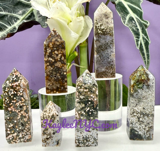 Wholesale Lot 1 Lb Natural Ocean Jasper Obelisk Tower Point Crystal Healing