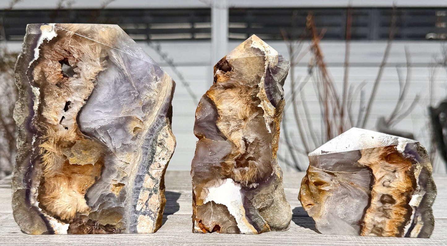 Wholesale Lot 3-4 pcs Feather Fluorite Slab Tower Natural Crystal Energy
