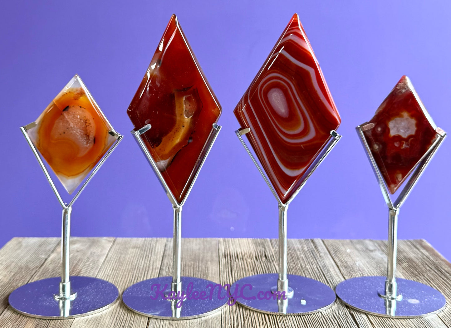 Wholesale Lot 4 PCs Natural Carnelian Diamond w/stand Healing Energy