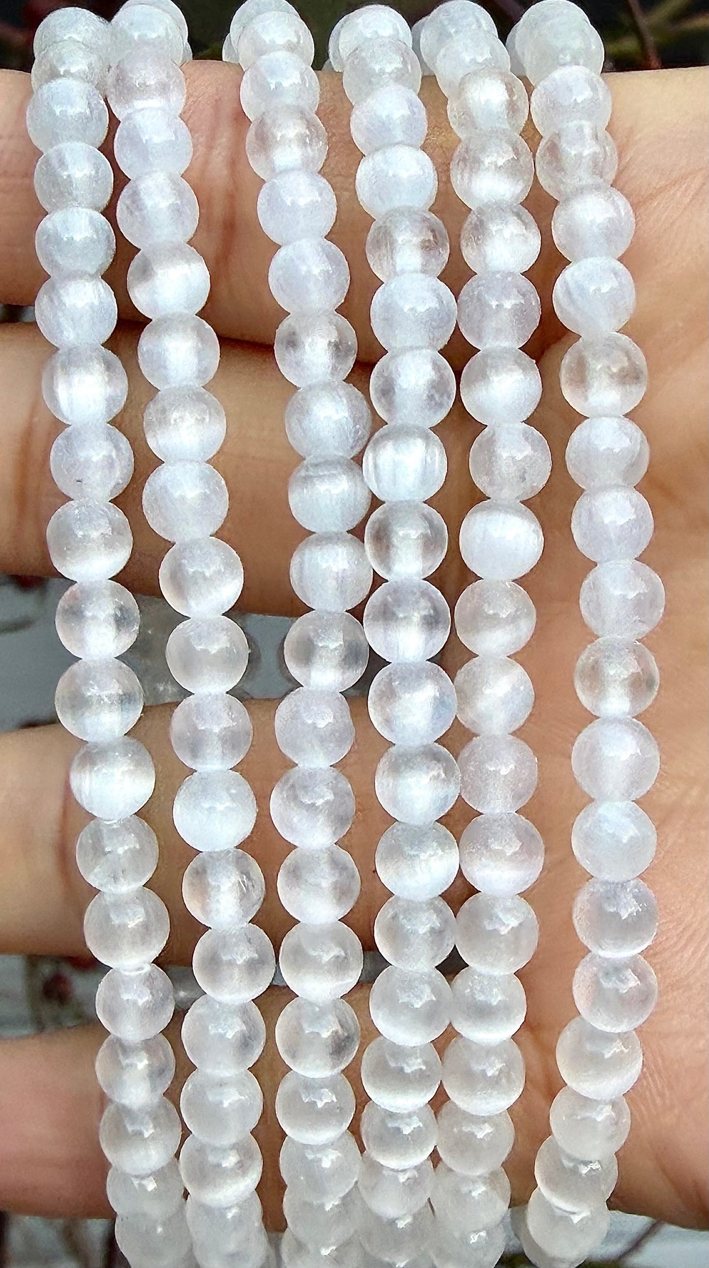 Wholesale 6 Pcs Natural Selenite 4mm 7.5” Crystal Stretch Bracelet