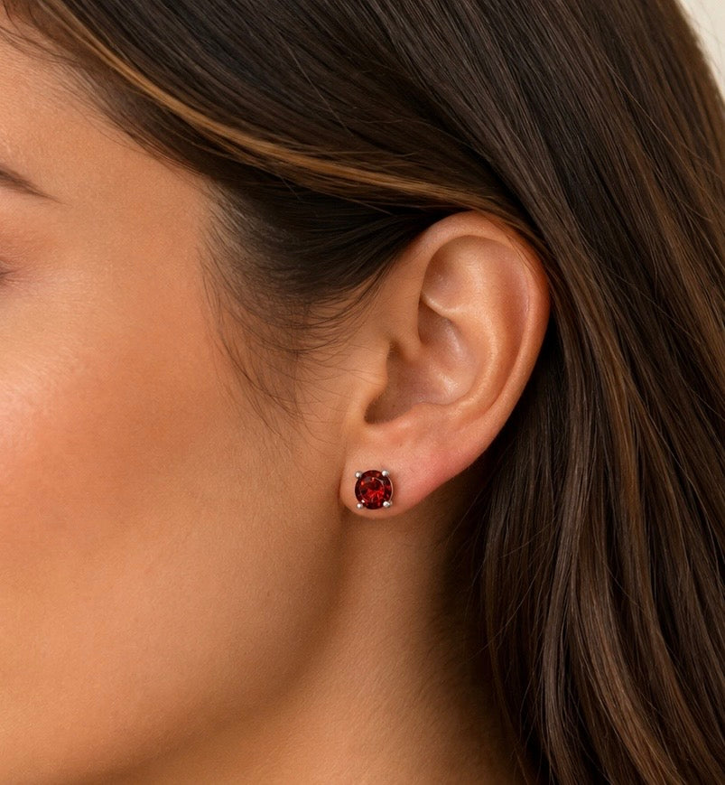 Wholesale Lot 5 Pairs Natural Garnet Earring Stud 6mm