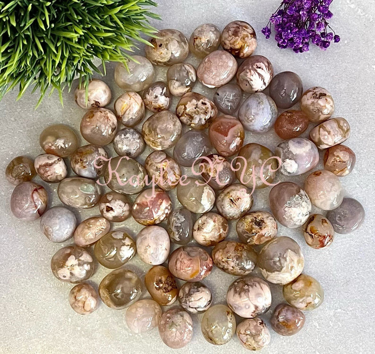 Wholesale Lot 2 Lbs Natural Flower Agate Tumble Healing Energy Nice Quality