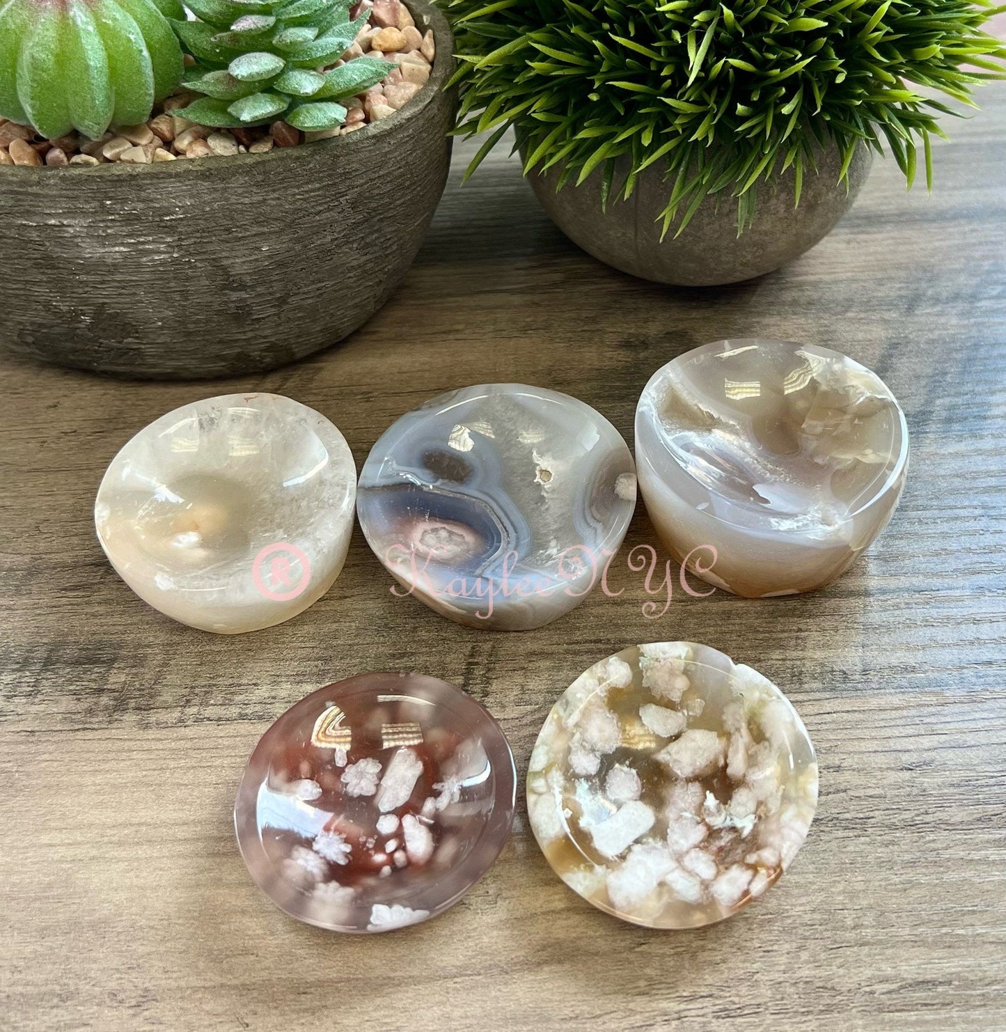 Wholesale Lot 5-8 pcs Natural Flower Agate Bowls Crystal Healing Energy 0.9 to 1 lb