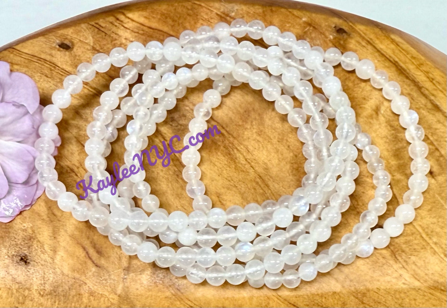 Wholesale Lot 6 Pcs Natural Moonstone 4mm 7.5” Crystal Healing Stretch Bracelet