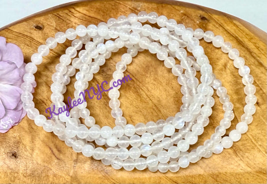 Wholesale Lot 6 Pcs Natural Moonstone 4mm 7.5” Crystal Healing Stretch Bracelet
