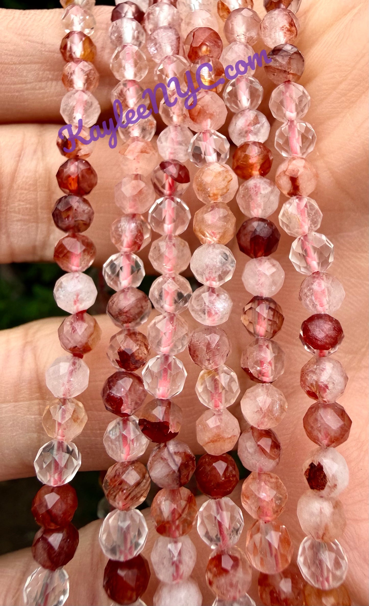 Wholesale Lot 6 Pcs Natural Faceted Hematoid Fire Quartz 4mm 7.5” Crystal Healing Stretch Bracelet