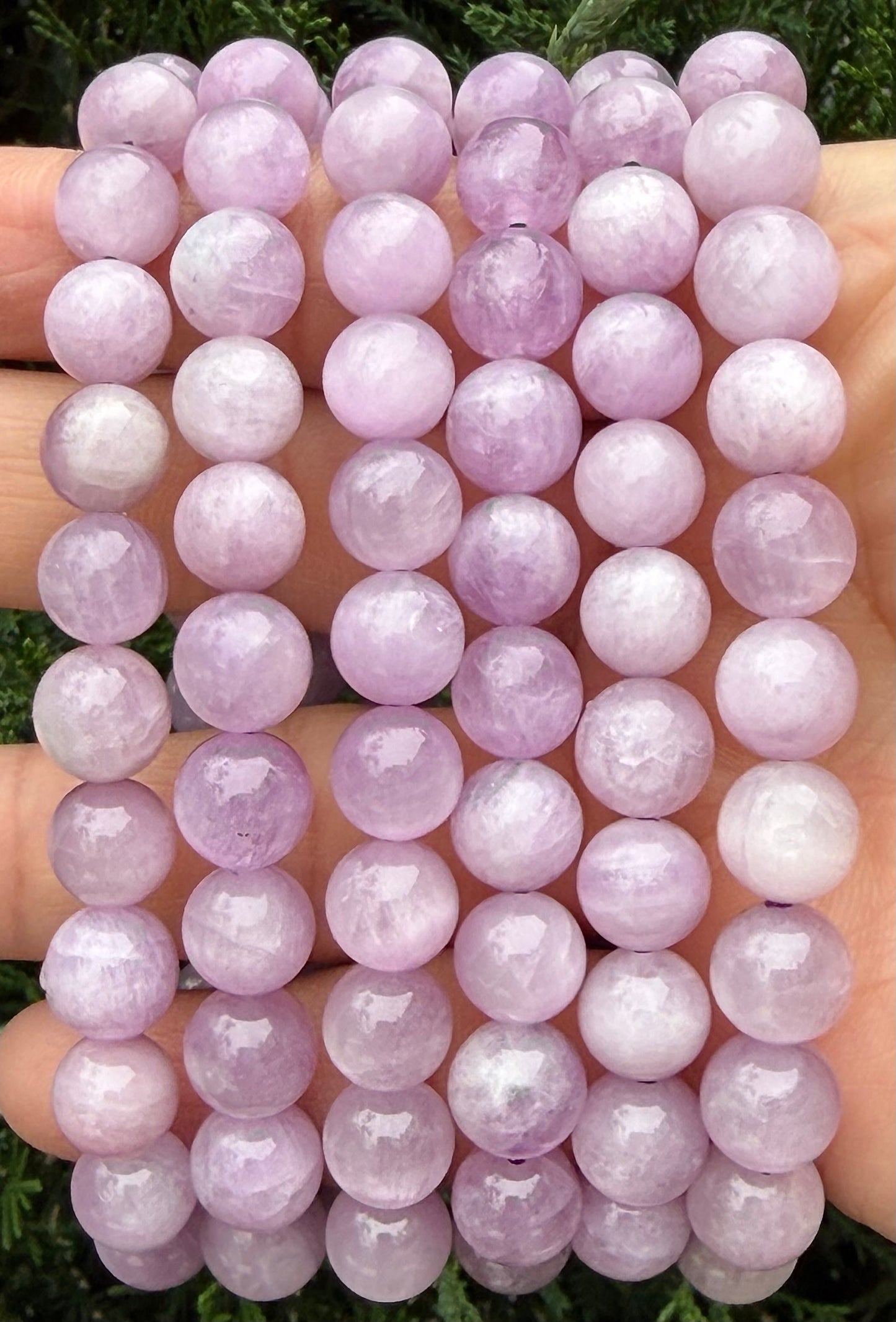 Wholesale 6 Pcs Natural Kunzite 8.4-9mm 7.5” Crystal Bracelet Healing Energy