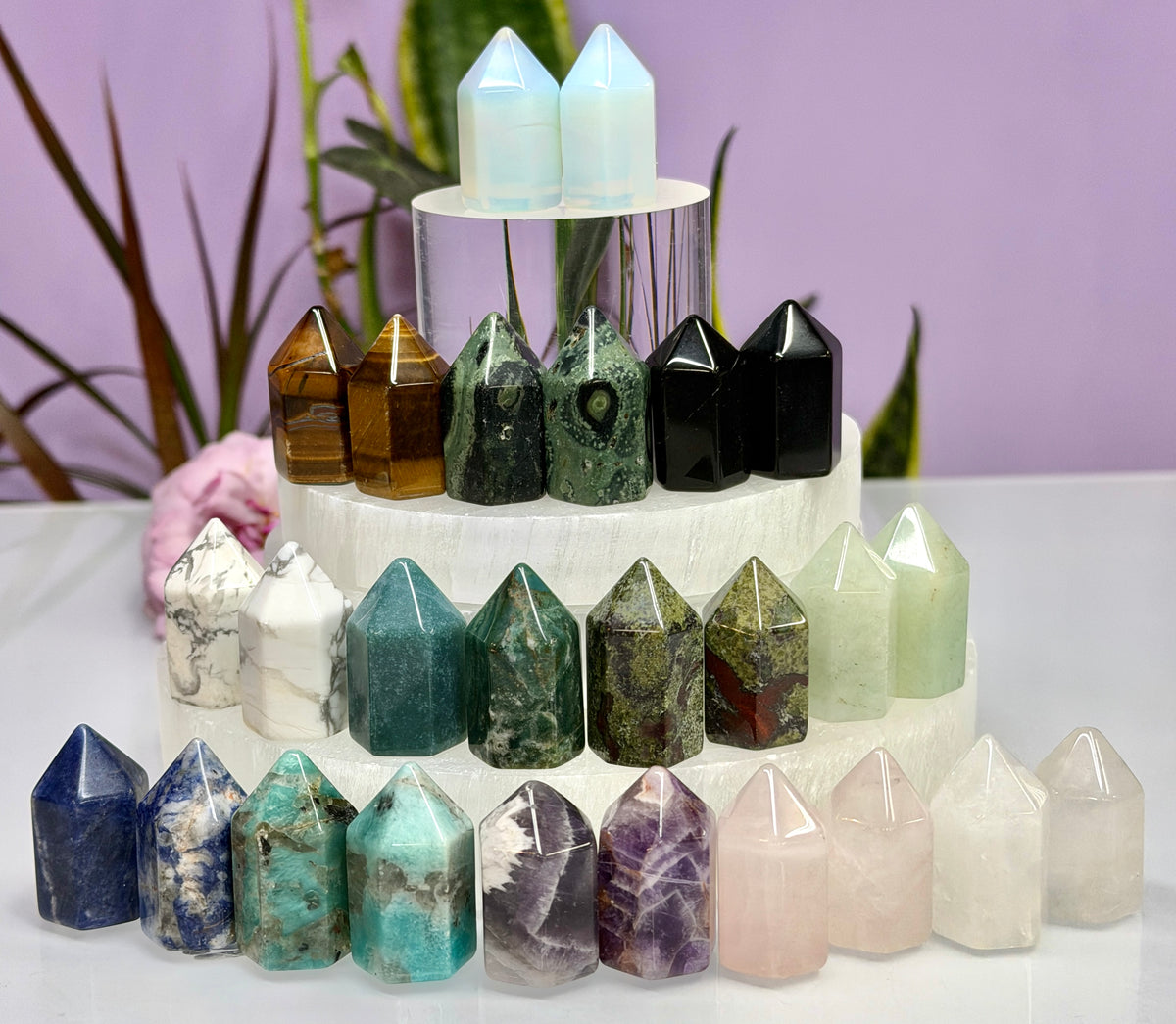 28 PCs Natural Mix Crystal Mini Obelisk Tower Point