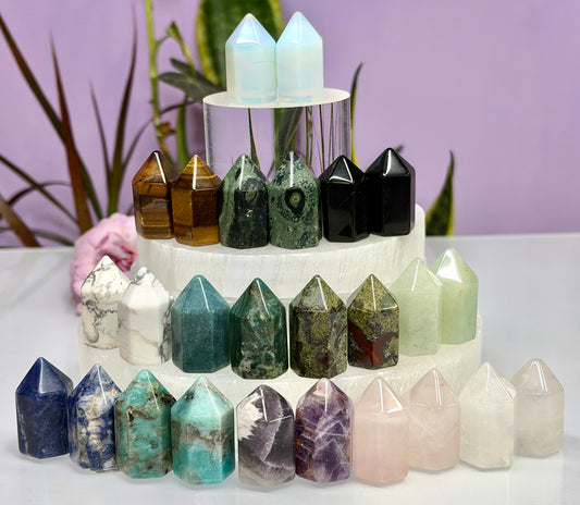 28 PCs Natural Mix Crystal Mini Obelisk Tower Point
