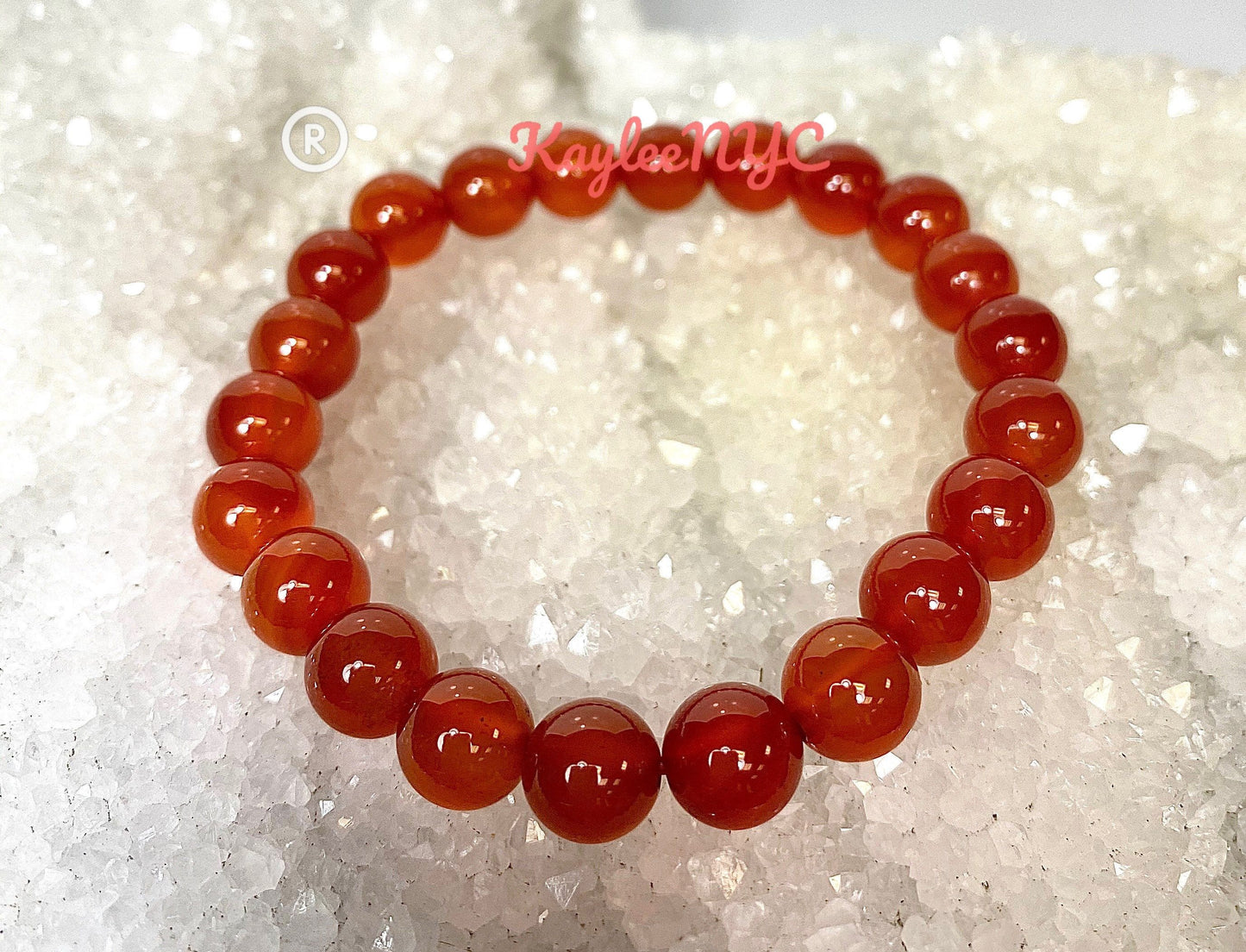 Wholesale Lot 6 Pcs Carnelian 8mm 7.5” Crystal Healing Stretch Bracelet