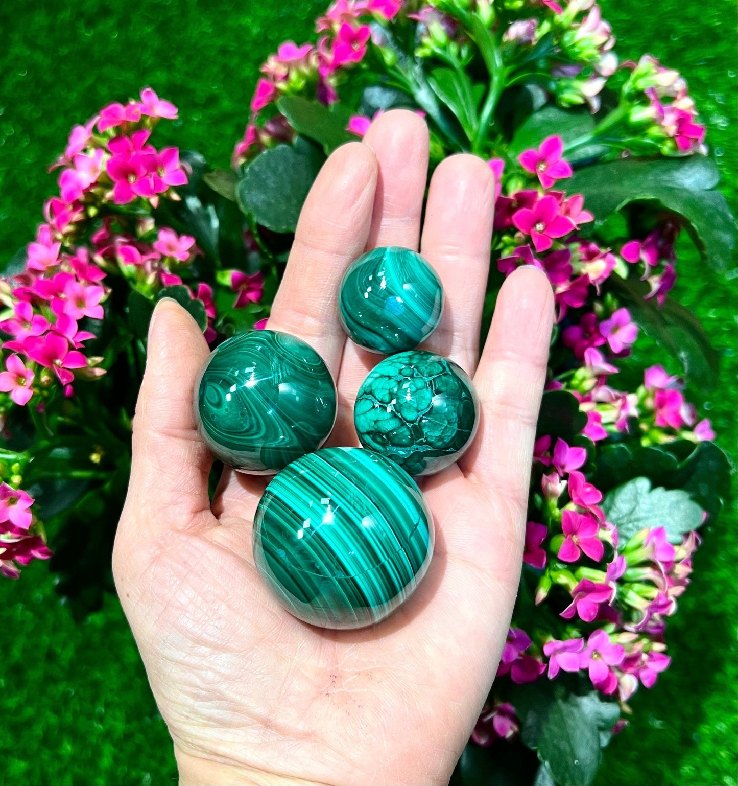 Wholesale Lot 1 Lb Natural Malachite Spheres Crystal Ball Healing Energy