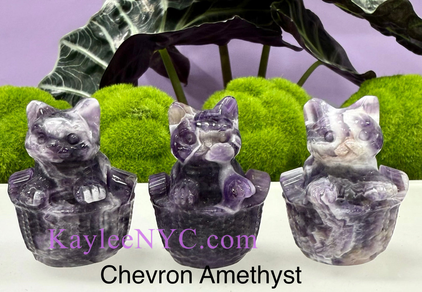 5 PCs 6cm Natural Crystals Cat in Basket Carving Healing Energy