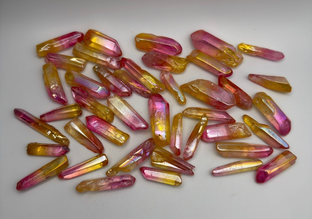Wholesale Lot 1 Lb Rainbow Aura Quartz Wand Tumble Crystal Nice Quality