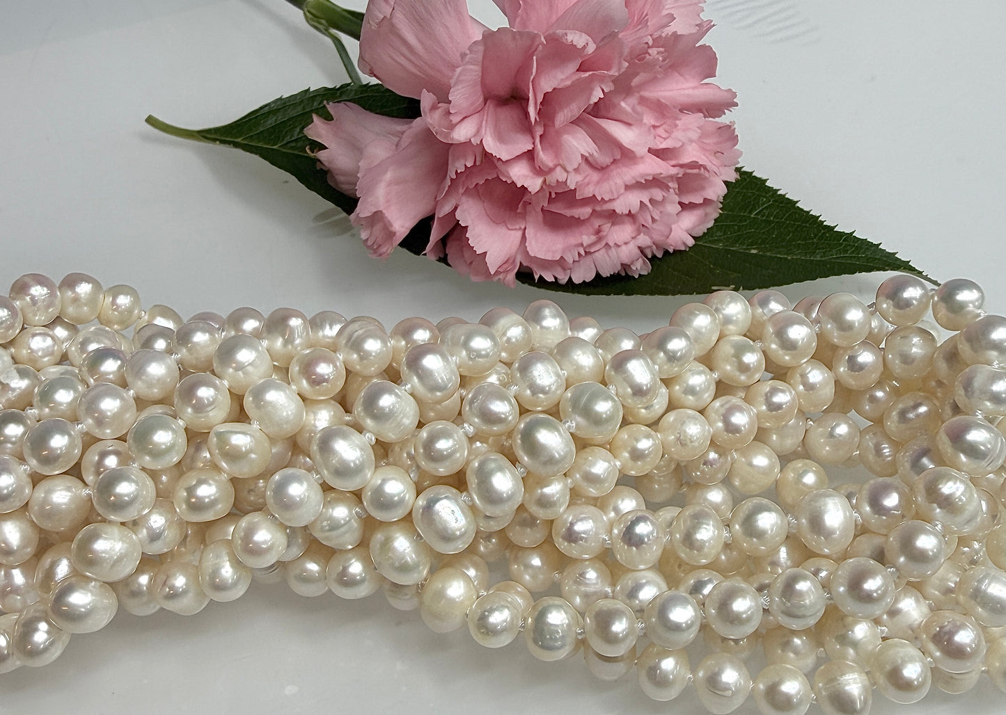 6 PCs 6 pcs ~7mm Natural Freshwater Pearl Necklace Healing Energy