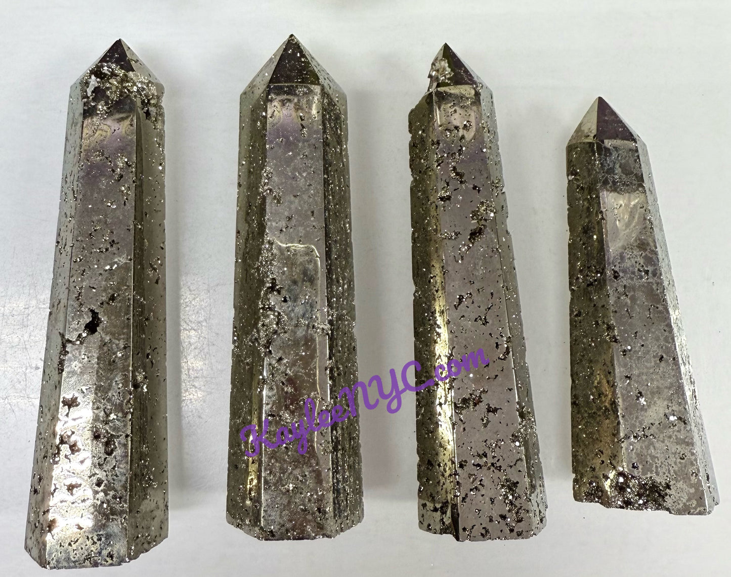 Wholesale Lot 4 pcs Natural Pyrite Obelisk Tower Point Crystal Healing