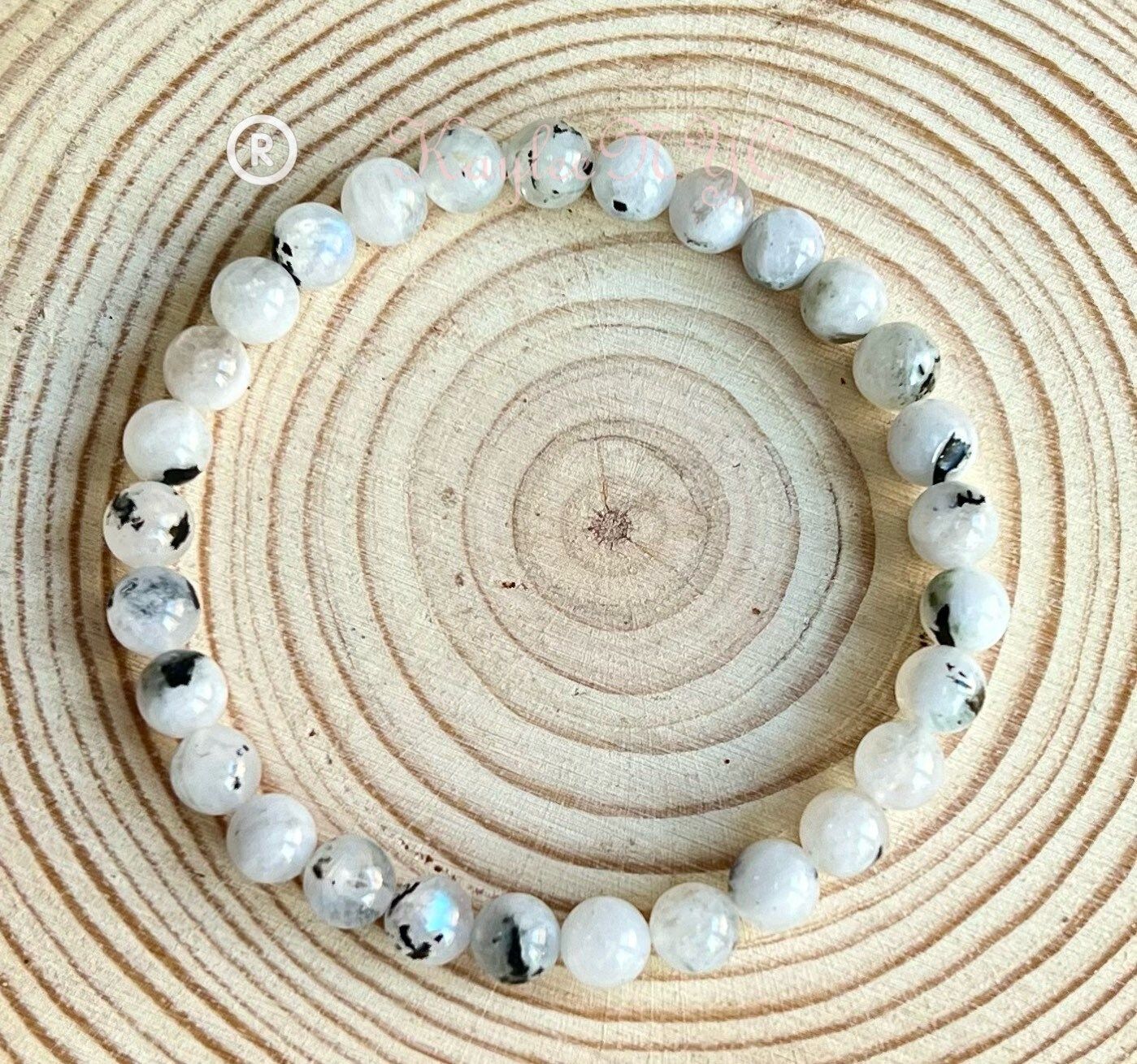 Wholesale 6 Pcs Natural Rainbow Moonstone 6mm 7.5” Crystal Healing Stretch Bracelet