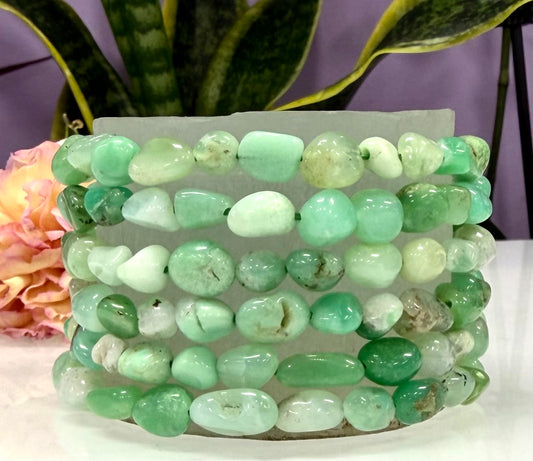 Wholesale 6 Pcs ~7mm Chrysoprase Natural Crystal tumble Stretch Bracelet 7.5”