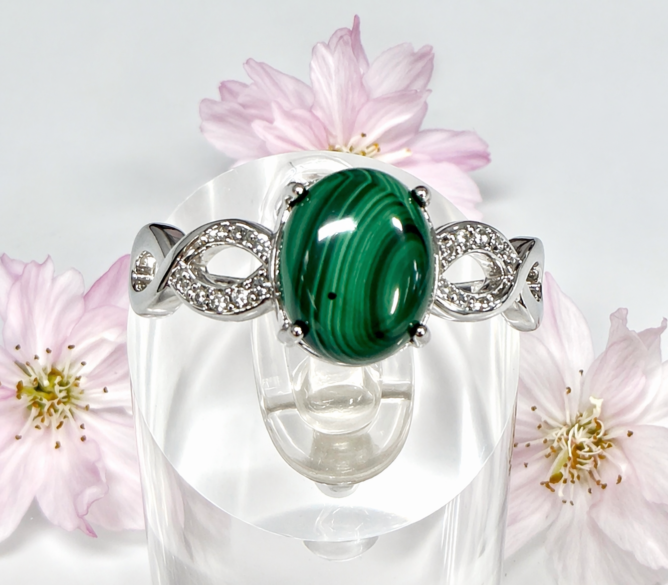 Wholesale Lot 7 pcs Natural Malachite Stainless Steel Ring 8x10mm