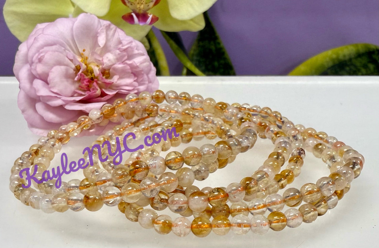 Wholesale Lot 6 Pcs Citrine 4mm 7.5” Crystal Healing Stretch Bracelet