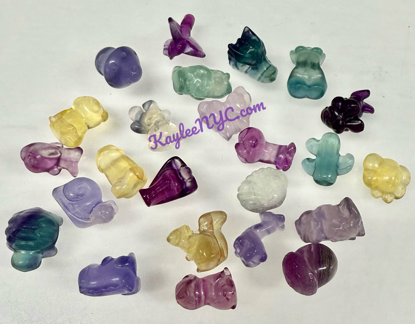 24 pcs Natural Mini Candy Fluorite Carvings