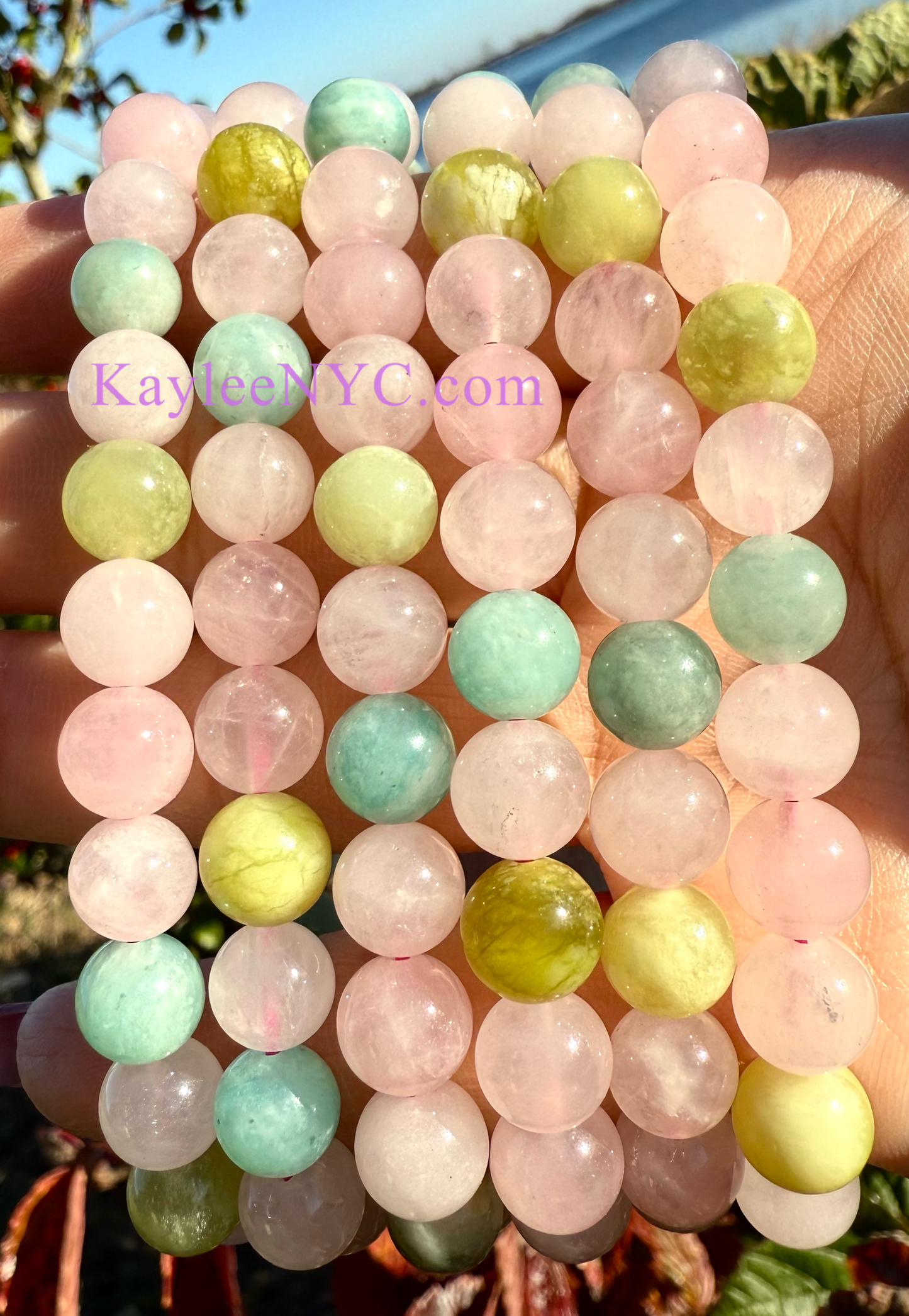 Wholesale 6 Pcs Natural Peace and Love 8mm 7.5” Crystal Stretch Bracelet