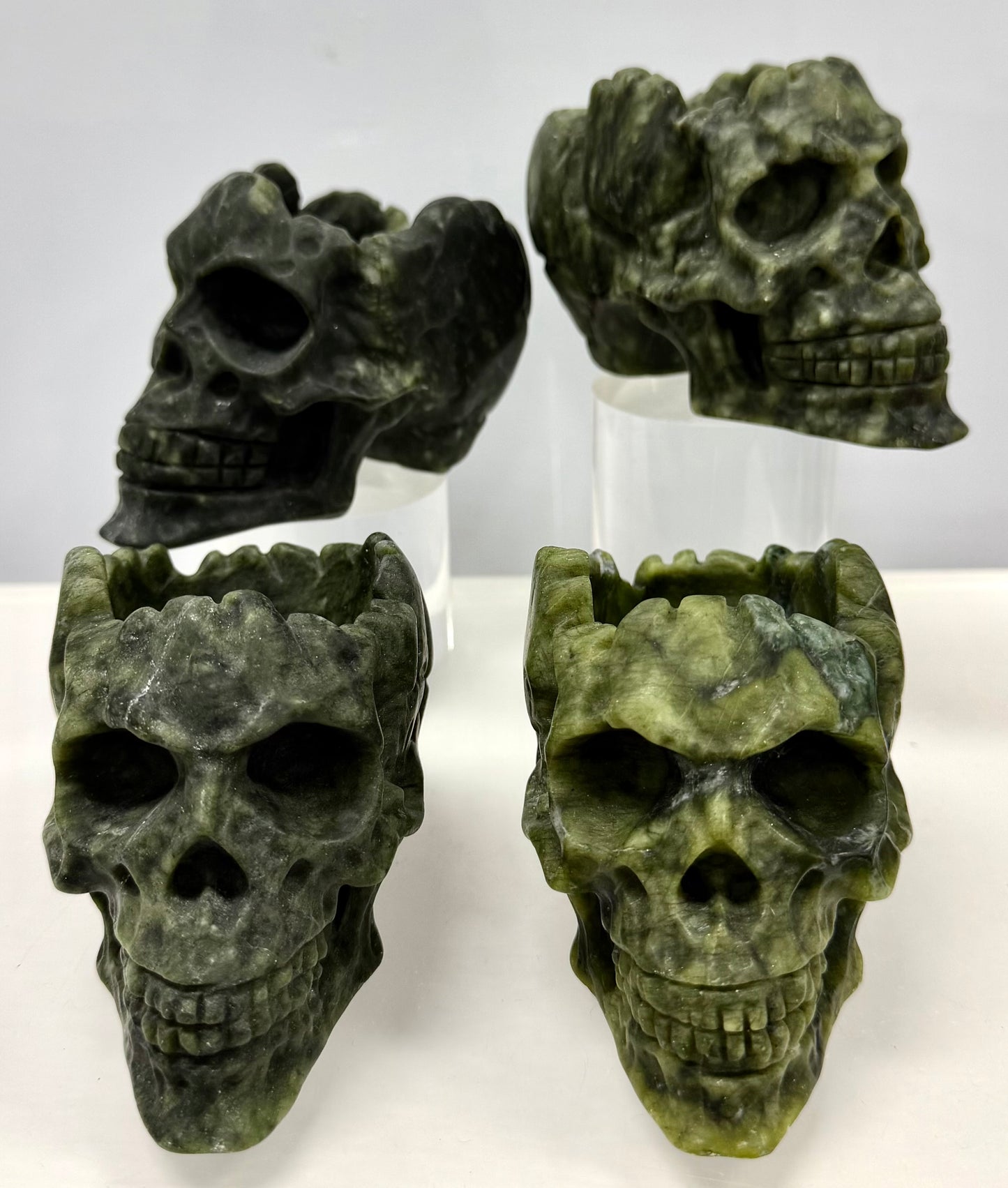 Wholesale lot 4 Pcs Nephirte Jade Skull Bowl Natural Crystal healing energy
