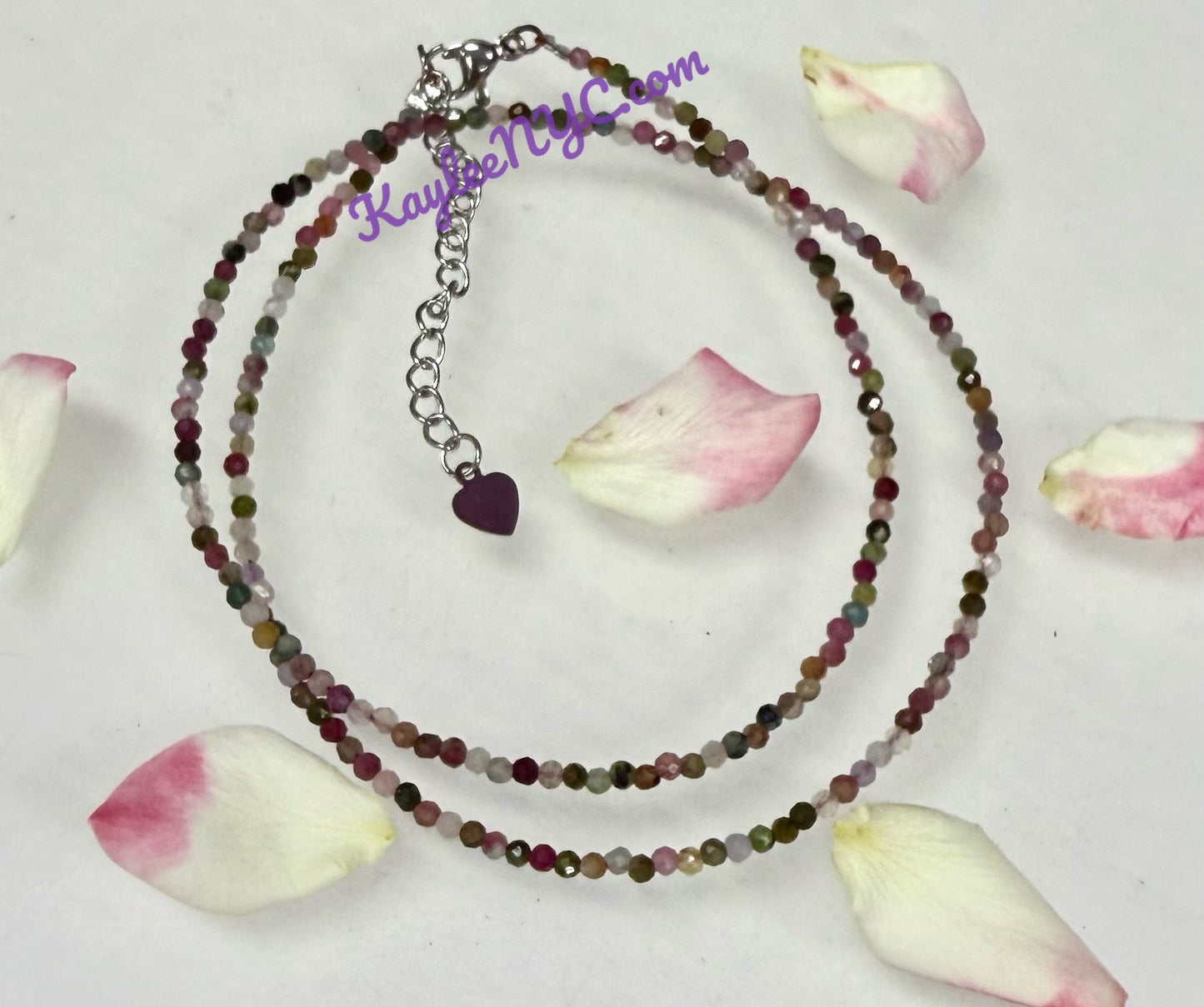 6 PCs 3mm Natural Rainbow Tourmaline Necklaces