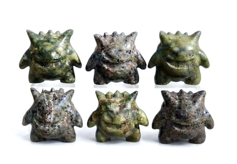 Wholesale Lot 6 PCs Natural Nephrite Jade & Yooperlite Cartoon Monster Ghost Jangar Crystal Healing Energy