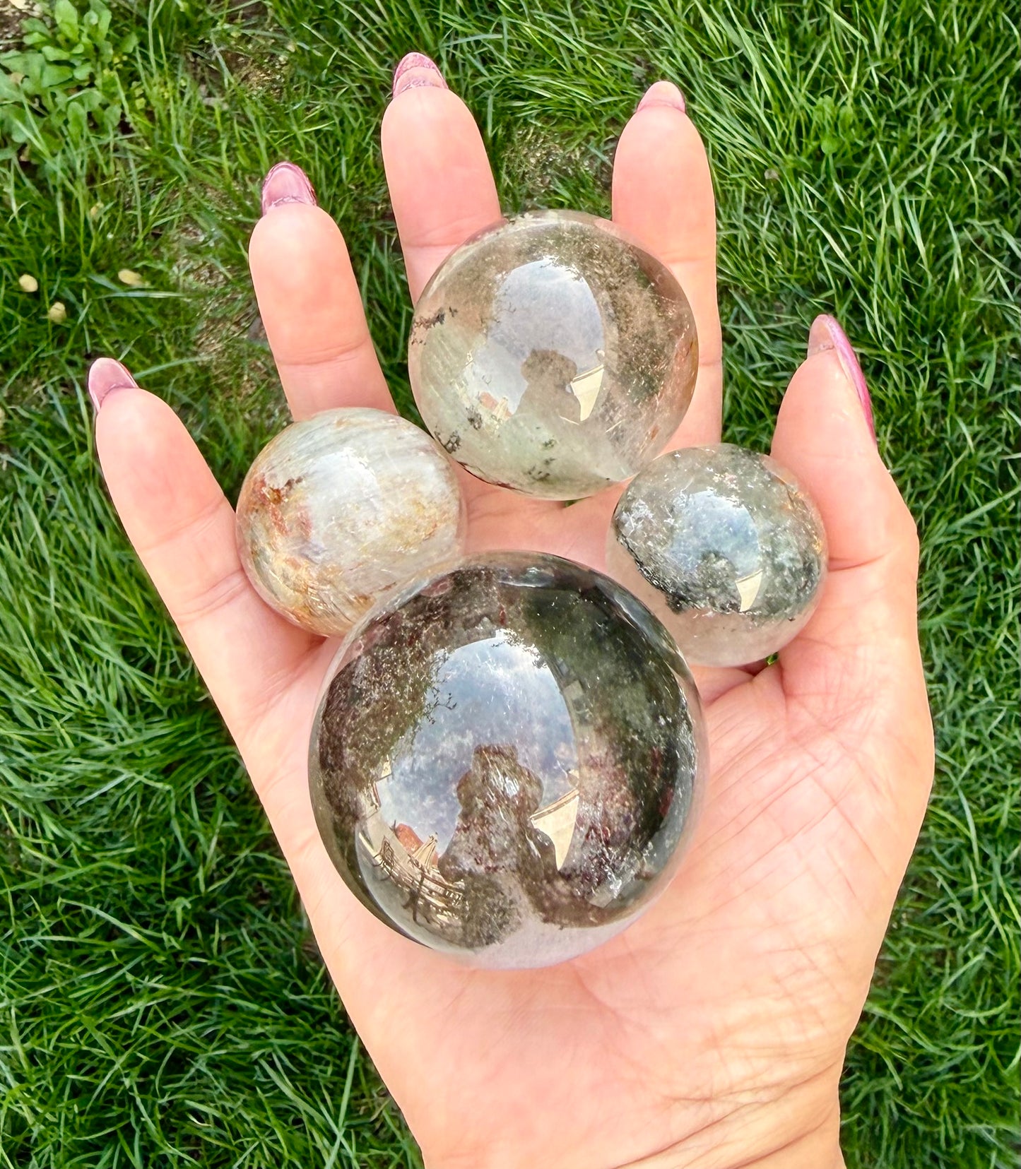 Wholesale Lot 2lbs Natural Clear Quartz Crystal Spheres Healing