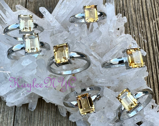 7 pcs Citrine White Bronze Ring