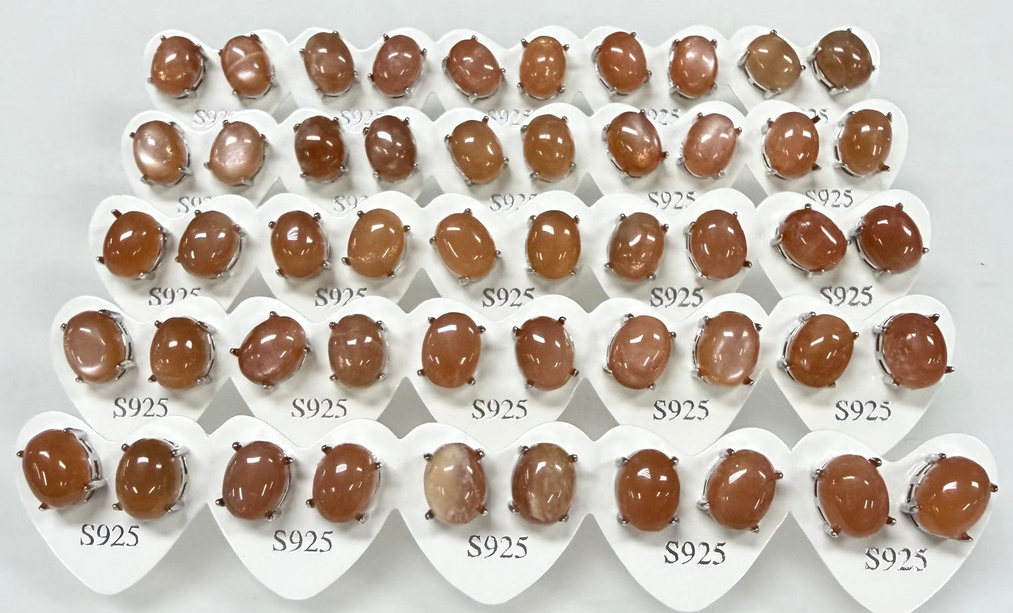 Wholesale Lot 5 Pairs Natural Moonstone Sunstone Sterling Silver(925) Earring Studs 5x7mm