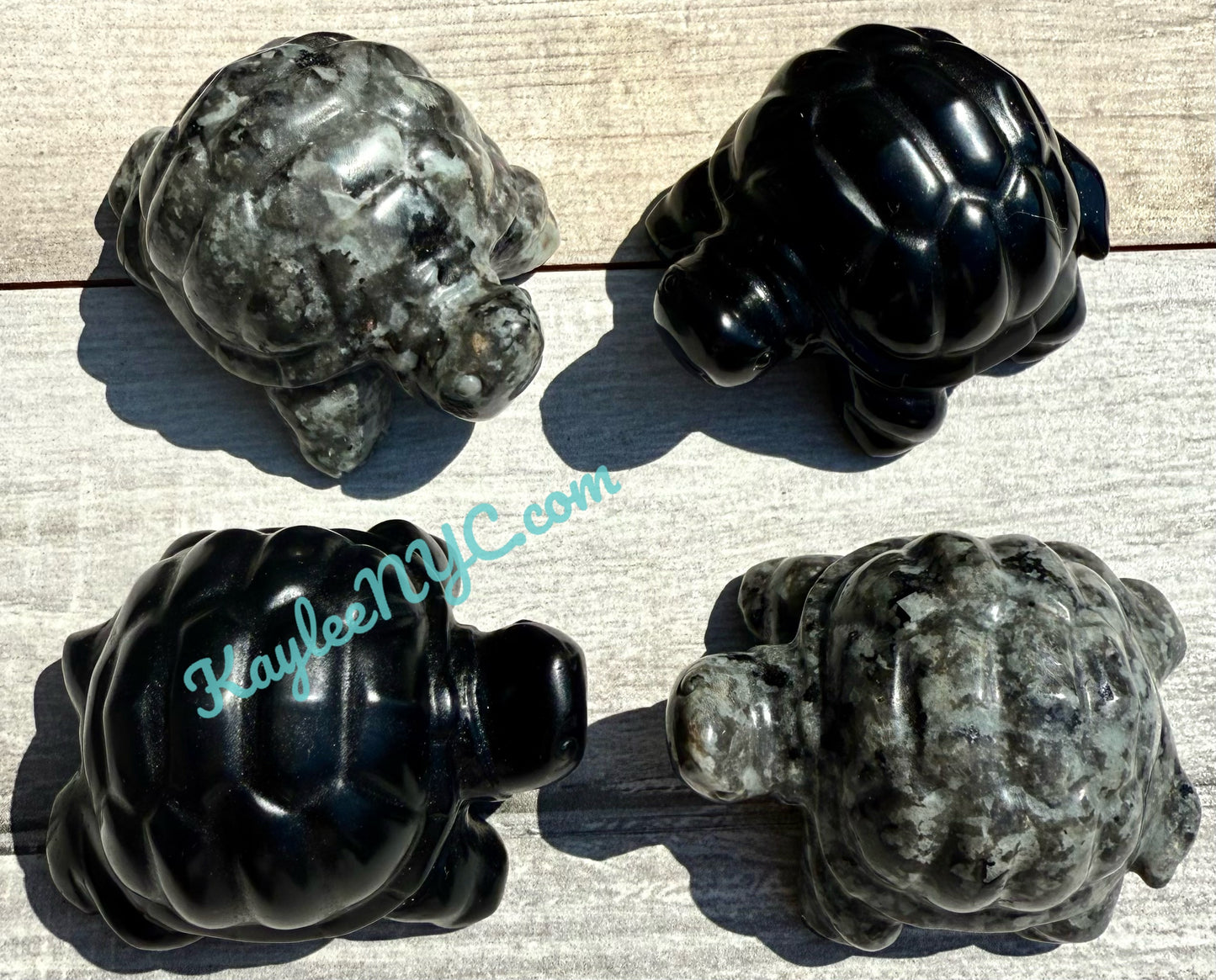Wholesale Lot 4 pcs 8.5cm Natural Black Obsidian Yooperlite aka Emberlite Turtles Crystals Healing Energy
