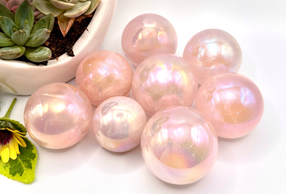 Wholesale Lot 2 Lb Angel Aura Rose Quartz Sphere Crystal Healing Energy