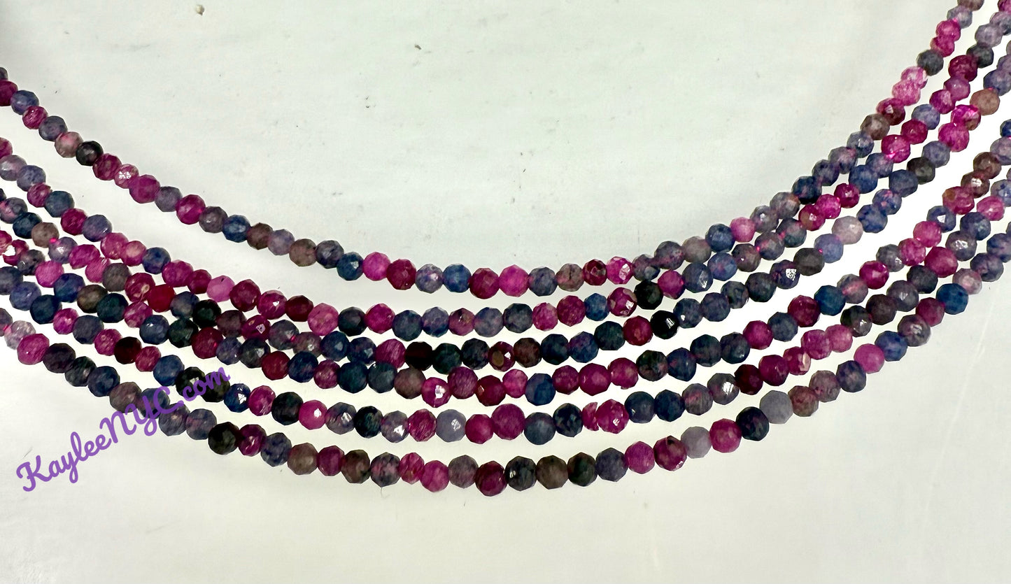 6 PCs 2mm Natural Ruby & Sapphire Necklaces