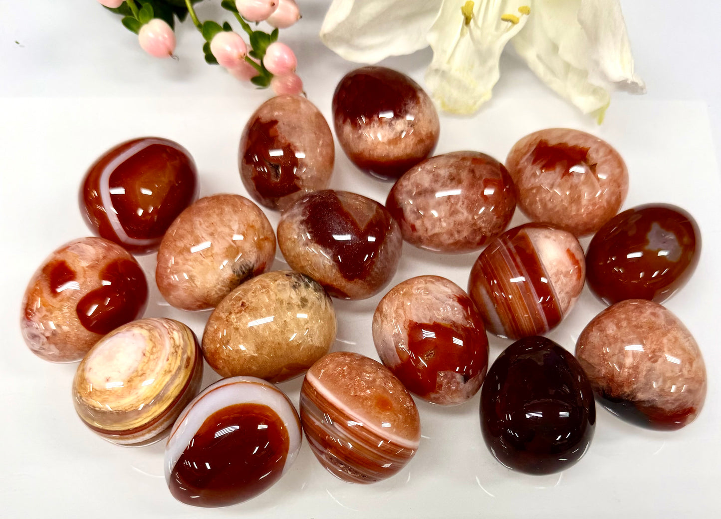 Wholesale Lot 17 pcs Natural Carnelian crystals Egg