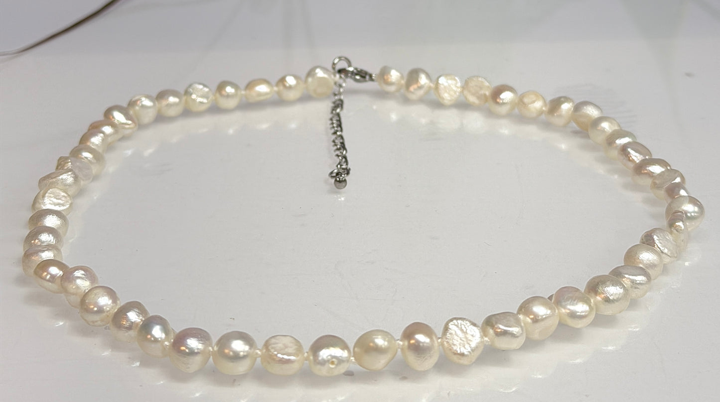 6 PCs 6 pcs ~8.5mm Natural Freshwater Pearl Necklace Healing Energy
