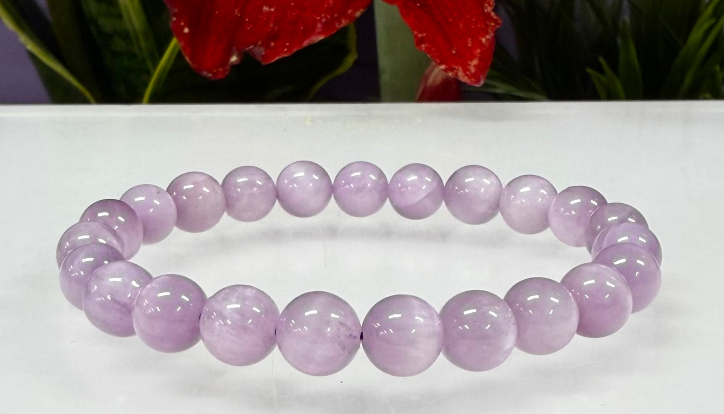 Wholesale 6 Pcs Natural Kunzite 8.4-9mm 7.5” Crystal Bracelet Healing Energy