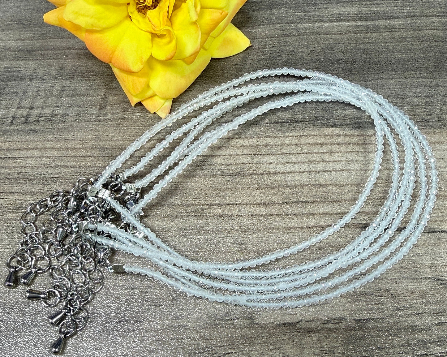 6 PCs 2mm Clear Quartz Anklets Natural Crystal Healing Energy