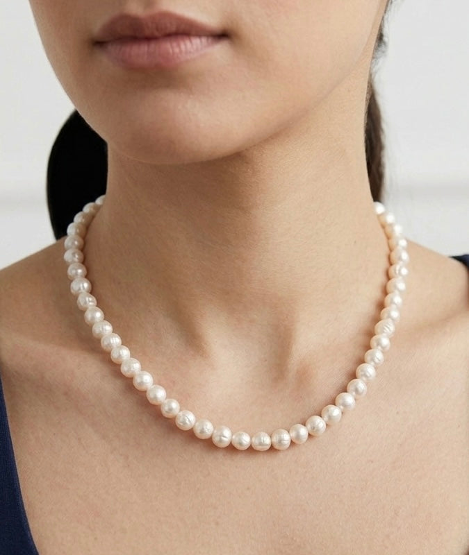 6 PCs 6 pcs ~6mm Natural Freshwater Pearl Necklace Healing Energy